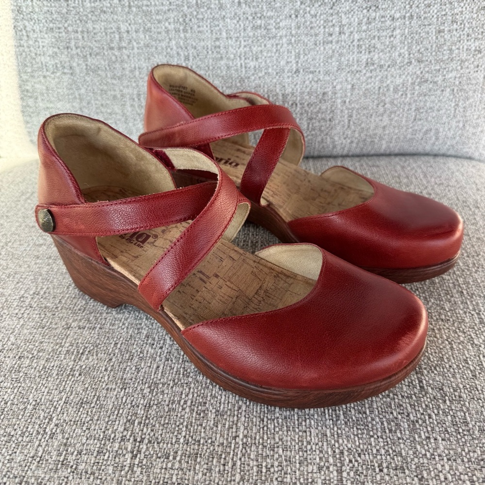 Alegria Savina Red Leather Wedge Sandals Size 40